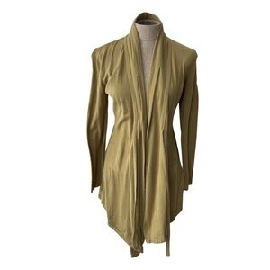 Soft Surroundings Long Olive Green Open Cardigan Sweater